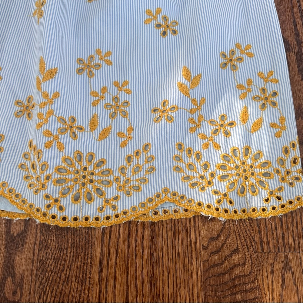 Zara Blue Yellow Bohemian Eyelet Off-Shoulder Embroidered Mini Sundress Size S - Picture 6 of 10
